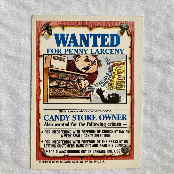 Garbage Pail Kids Card 1986 Topps - 100a Ali Gator (2 available) - Picture 2 of 4